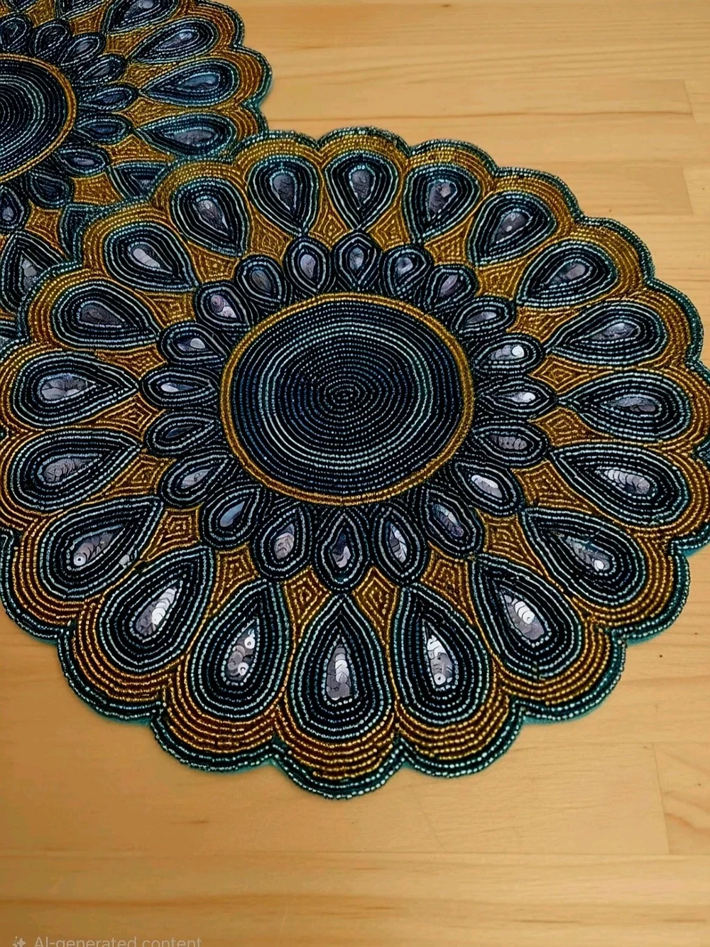 Handmade Peacock Feather Beaded Table Mats 15